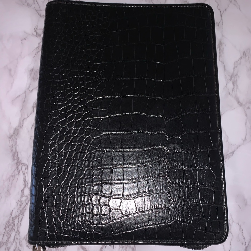 Croc Leather Planner Padfolio with Zipper